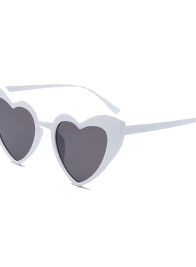 韩版复古ins白框爱心墨镜女抖音沙滩桃心太阳镜沙雕生日拍照眼镜