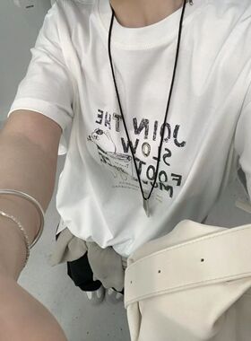 TMS2026春夏新款时尚百搭宽松显瘦减龄圆领字母印花短袖T恤女上衣