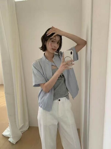 KOFI韩版立领拉链短袖外套女2026春夏新款时尚气质简约百搭上衣潮
