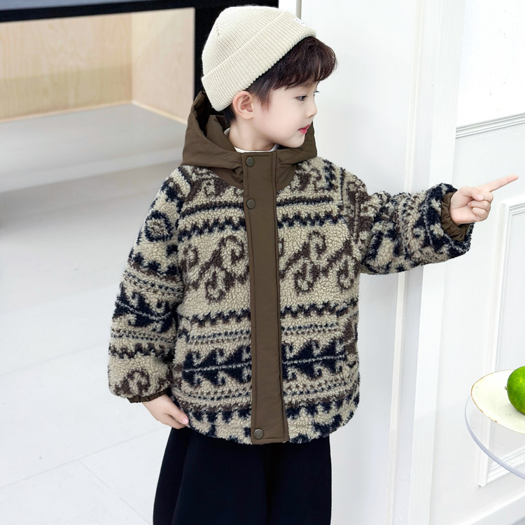 男童摇粒绒外套秋冬加厚潮颗粒绒棉袄/棉服