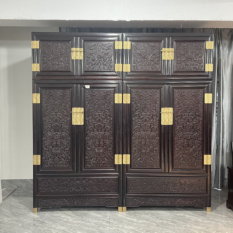 印度小叶紫檀西番莲顶箱柜仿古红木衣柜明清古典衣储轻奢储物柜