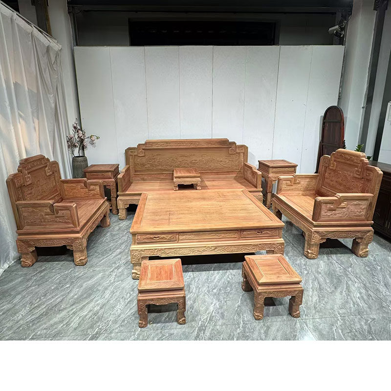 红木家具缅甸花梨国宾款沙发九件红木沙发