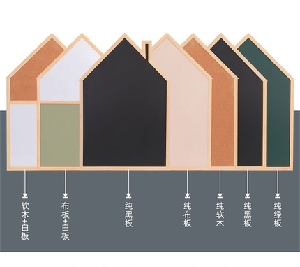定制木框房子形黑板白板绿板软木板儿童房创意墙贴磁性展示黑板