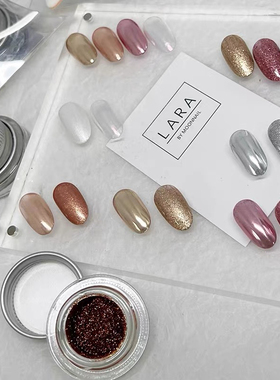 lara日式魔镜粉美甲香槟金银色脚趾甲专用超亮镜面魔镜粉指甲饰品