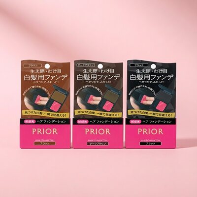 日本PRIOR 染发粉饼深棕色/棕色/黑色 3.6g/盒家用易上色