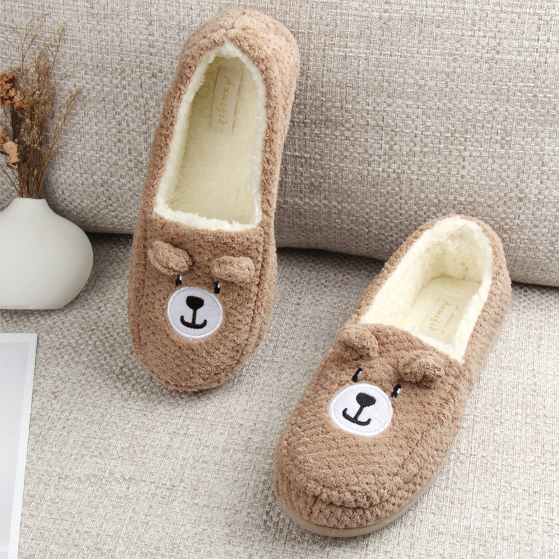 刺绣棉拖鞋保暖包跟卡通居家