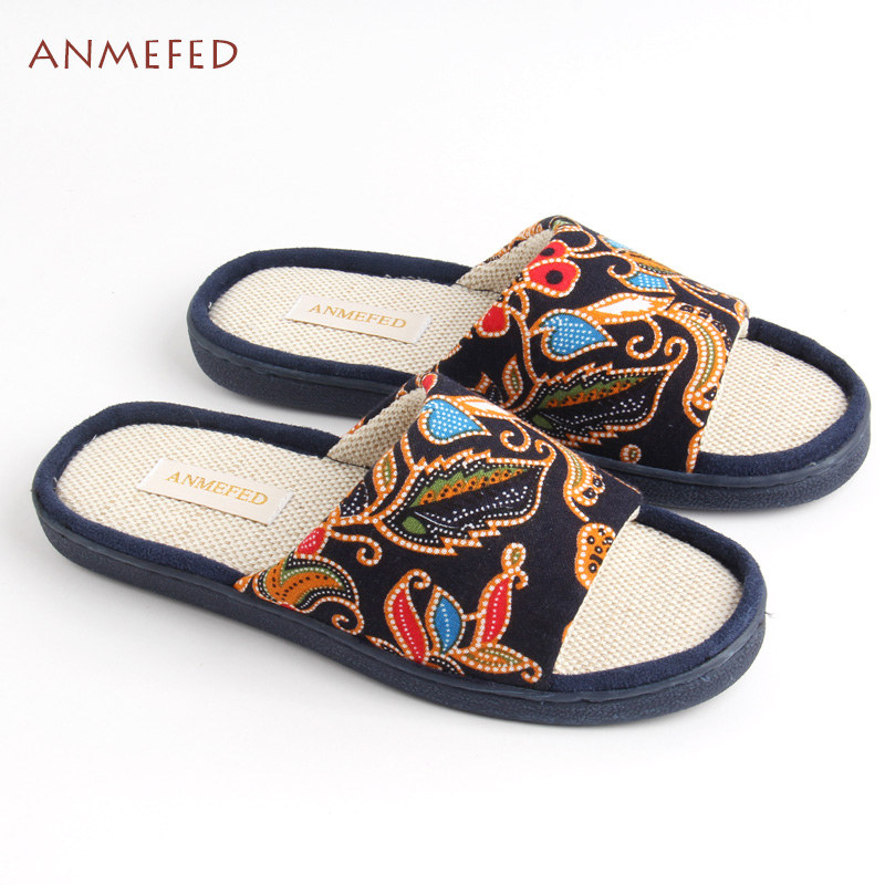 新品女士空调棉麻软底拖鞋居家一字拖民族风凉拖鞋简约透气春夏季