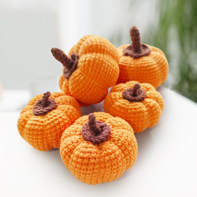 万圣节礼物纯手工钩织南瓜玩偶跨境新品居家抱枕钩织家居南瓜摆件