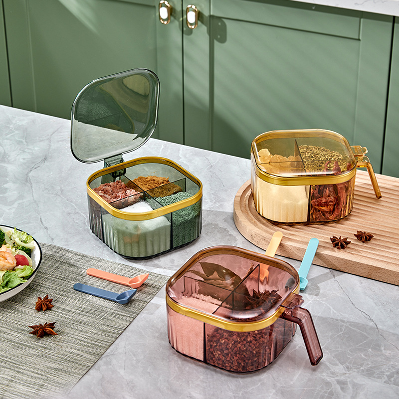 调料盒4格一体四合一组合套装家用厨房盐味精可拆收纳多格调味罐