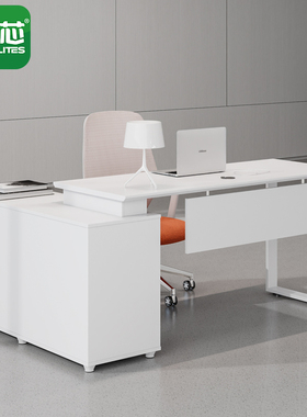 中芯QA16R电脑桌L型办公桌老板桌职员桌卡座白色1400*1200*750mm