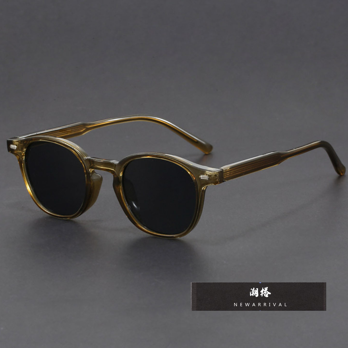 韩版小脸绿框渐变茶墨镜个性防晒