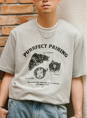 DAKYAM(达人)2025S/S Morning Paws Tee 法式猫味早餐印花短袖T恤