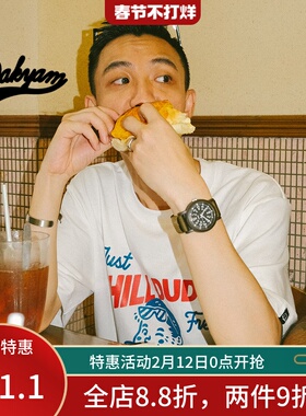 DAKYAM Let's Chill Dude 美式复古三文治小孩头像全棉短袖TEE恤