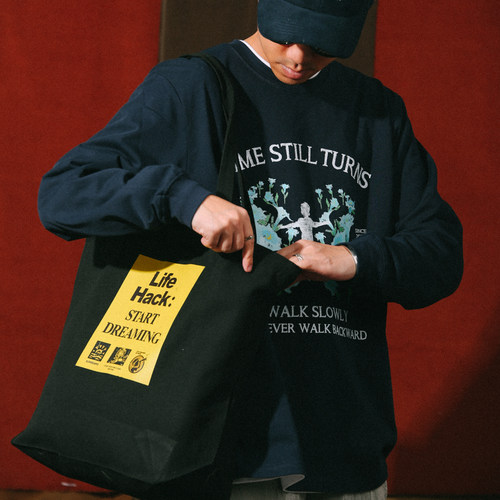 DAKYAM(达人)Dreamer Canvas Tote 小众印花帆布加厚拉链手拎包