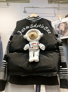 韩国棉服女冬季加厚棒球领宽松太空人宇航员蓬松面包羽绒棉马甲
