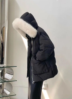 早冬上新TEXTURE SENCE韩版毛领短款保暖羽绒服外套可拆卸狐狸毛