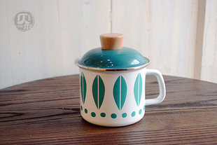 一米搪瓷、微瑕疵北欧风叶子珐琅大水杯早餐茶饮料储物搪瓷冷饮杯