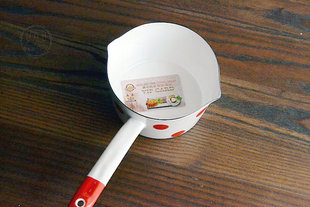 瑕疵较大 珐琅方便面牛奶锅 辅食锅 早餐锅 水玉圆点搪瓷柄奶锅