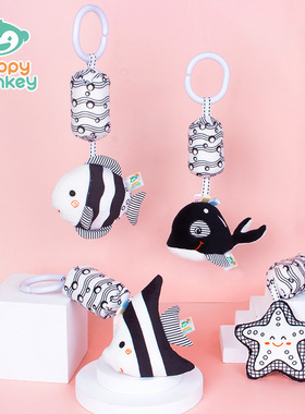 TOLOLO新款宝宝黑白床铃婴儿早教玩具视觉激发风铃车床挂件玩具