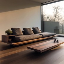 新中式禅意现代简约侘寂风高端直排实木沙发北美黑胡桃木白蜡沙发