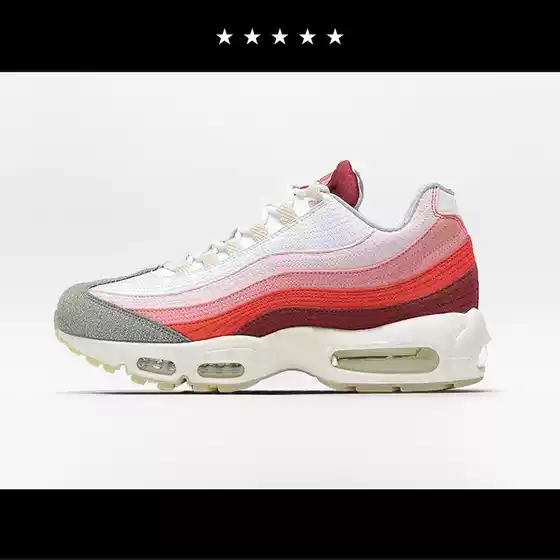 【Beixia】Men's Shoes, Thick-Soled Retro Running Shoes, Classic Air-Cushioned Shoes, Unisex White and Red Comfortable Casual Sports Shoes