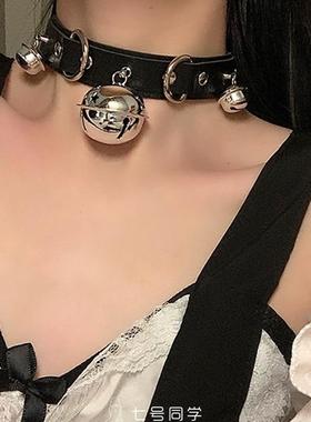 七号同学超大铃铛项圈女颈带炼子黑色脖环choker锁骨炼颈环脖圈