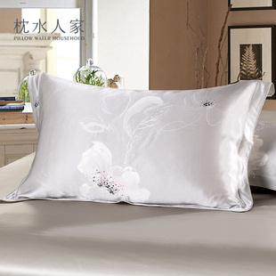 枕水人家100%真丝枕套桑蚕丝双面丝绸48cmx74cm单个枕头套内胆套