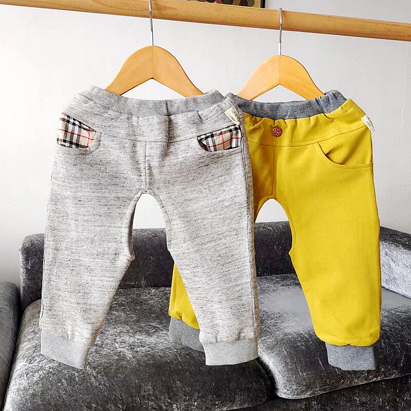 婴儿裤开裆儿童春秋卫裤加厚男童裤宝宝纯棉双层运动裤女童长裤子