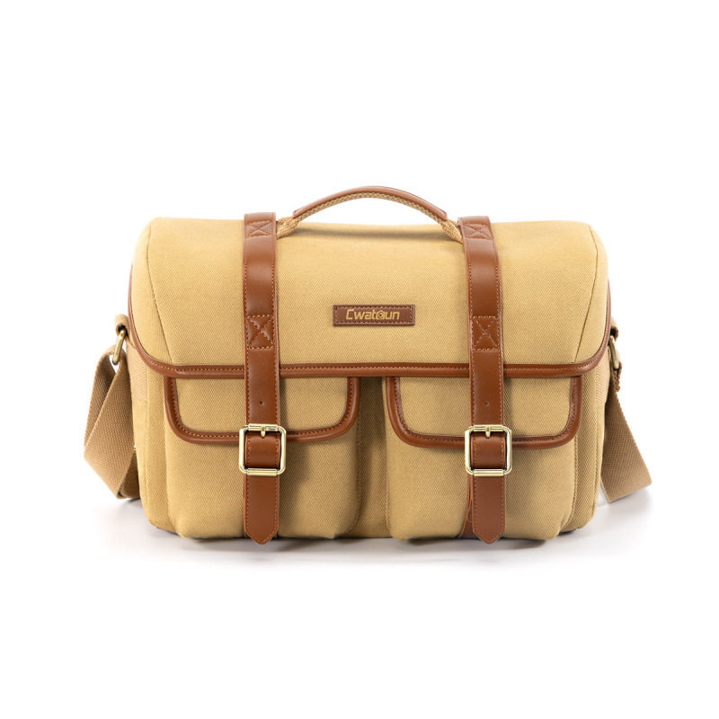Cwatcun香港英伦复古相机包 斜挎帆布数码包多功能单反相机收