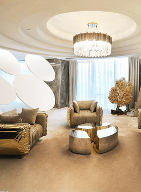 意式轻奢磨砂真皮沙发葡萄牙Boca do Lobo别墅高端金属工艺沙发椅