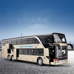 双层巴士玩具车合金儿童大号仿真长途巴士模型公交客车小汽车玩具