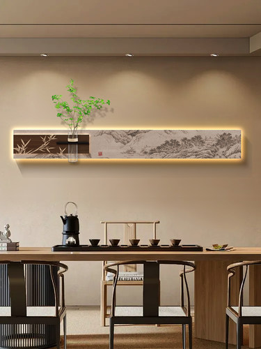 宋代美学茶室氛围布置装饰画新款高级感山水画客厅沙发背景墙挂画