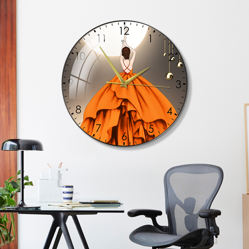 速发简约时厅挂钟创厅圆形钟表挂画静音家用餐意挂表轻奢客钟