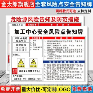 加工中心安全风险点告知牌卡危险源预防措施工厂生产车间标识牌标