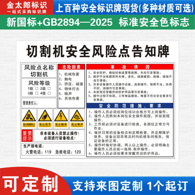 切割机安全风险点告知牌危险源