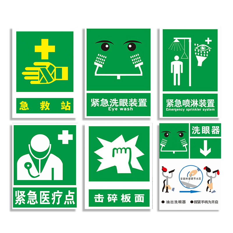 紧急急救站装置标识牌消防贴纸