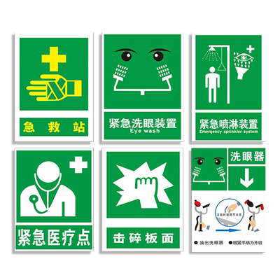 紧急急救站装置标识牌消防贴纸