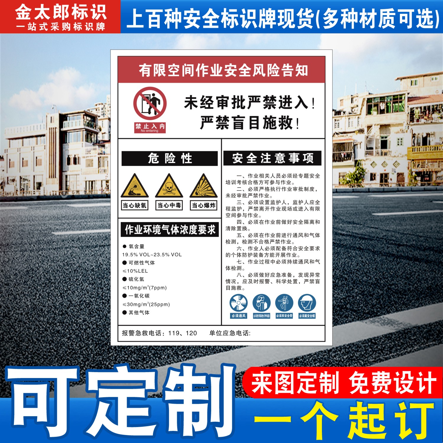 有限空间告知作业安全警示标识牌