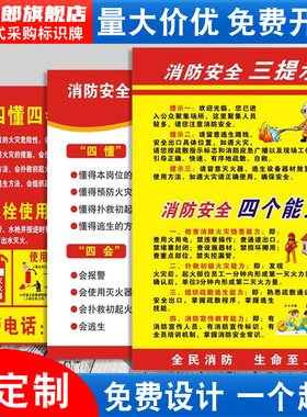 消防安全四懂四会四个能力三提示新三懂四会一懂三会管理制度牌车间企业工厂安全生产标识牌贴纸宣传标语定制