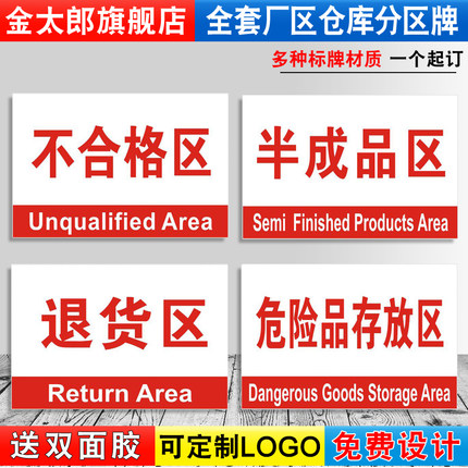 仓库分区标识牌车间库房分组不合格良品废品退货废料废弃物堆放区危险化学品存放区指示区域安全标示贴警示ZY