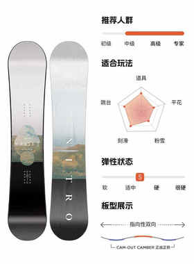 冷山雪具NITRO滑雪板尼卓FATE单板雪板经典全能公园刻滑女2425款