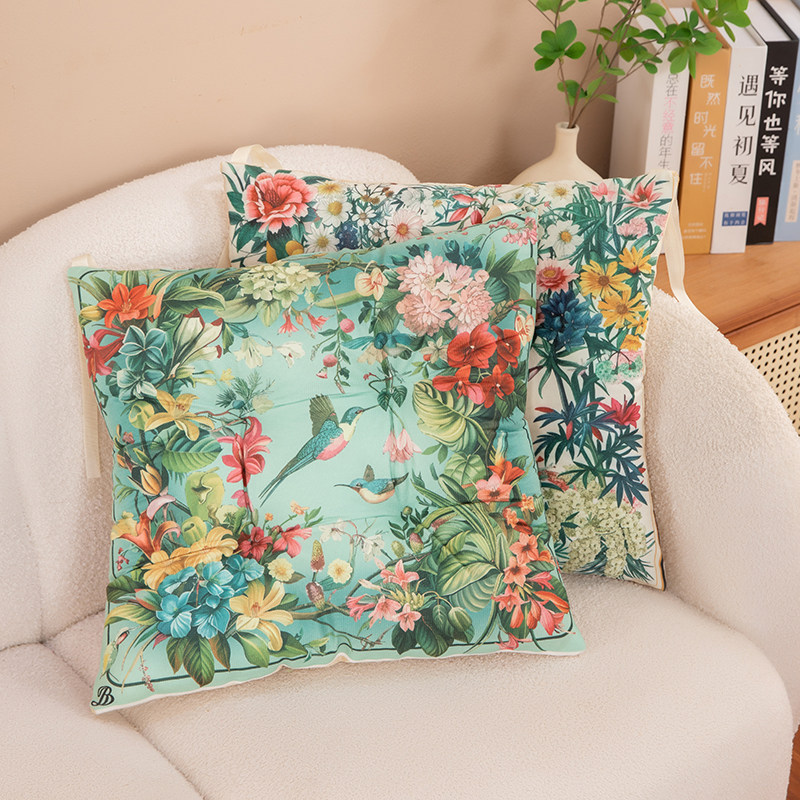 蝴蝶毛绒民族风喜鹊坐垫