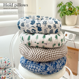 四季款棉麻圆形椅子坐垫学生加厚垫子屁垫椅垫家用榻榻米地软垫