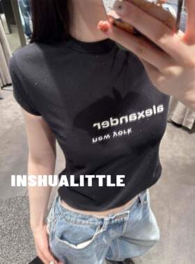 icc 4/9  爆款烫钻Tee~ 26s新款字母印花T恤短袖 女士