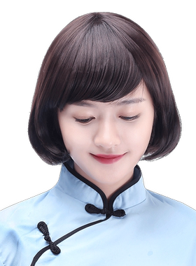 娇滴滴斜刘海女生高仿真顶心假发