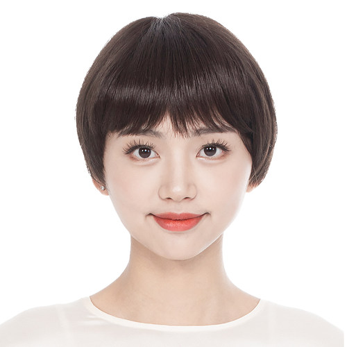 真人发混高温丝利落自然短直发