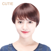 高仿真短直发OL手织顶心 直发全假发套 娇滴滴假发 女生斜刘海短款