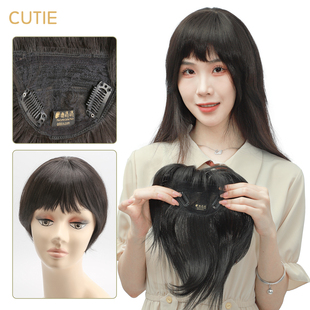 娇滴滴假发女头顶补发片隐形刘海无痕增发加厚遮白发可齐可斜刘海