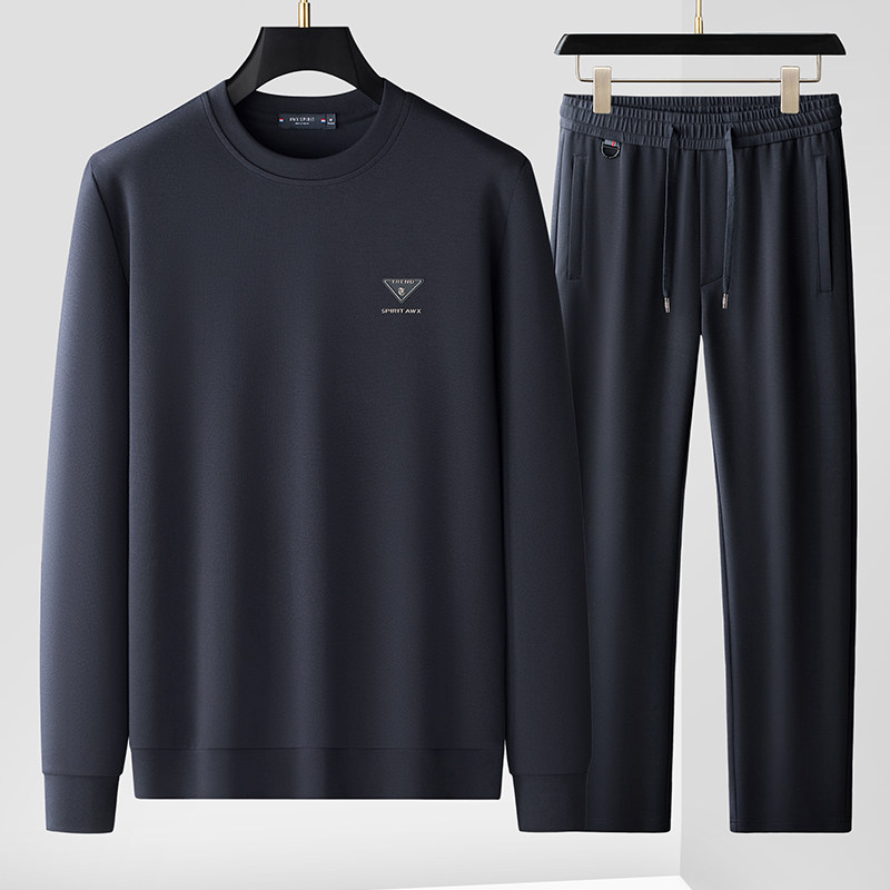 高端休闲运动套装男秋季中年爸爸秋装卫衣宽松男士两件套2024新款