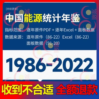 2024统计中国年数据能源面板N1120年鉴-Excel逐年1986附赠